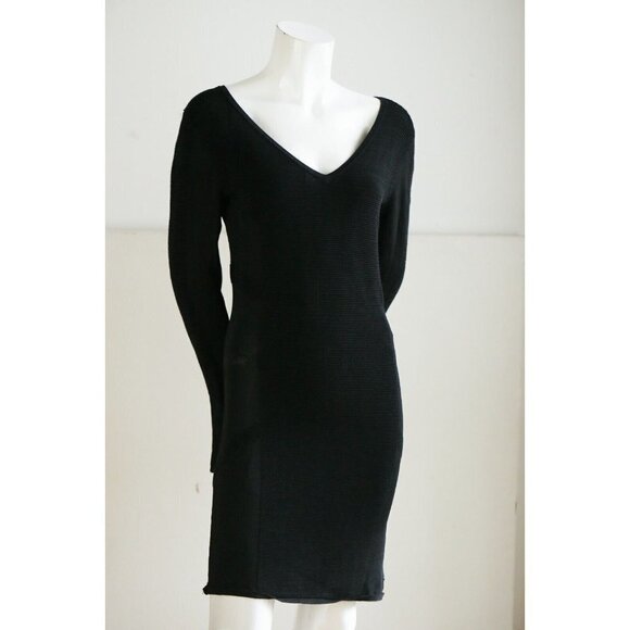 G-Star Women Multi Knit Black Body Con Dress w Zipper Cuffs - Picture 3 of 10